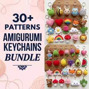 Paquete de más de 30 patrones de llaveros de amigurumi a crochet (descarga en PDF)
