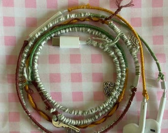 custom handmade wrapped apple headphones. 3.5mm, Lighting, USB-C