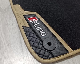 Audi Compatible Custom Floor Mats, Vehicle-Specific Carpet Mats with Leather Edge Trim