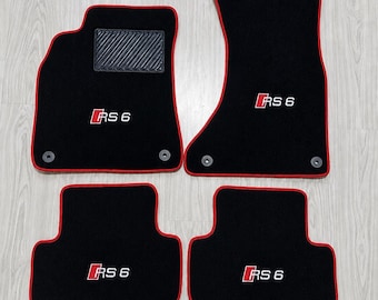 Audi A6 and RS6 Logo Compatible Custom Carpet Floor Mats, Custom logo. Custom design, produced upon order.
