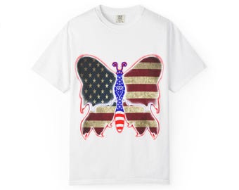 Patriotic Butterfly T-shirt | Unisex Graphic Tee for Independence Day, Memorial Day, and Everyday Wear