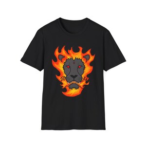 Fiery Lion Graphic T-Shirt: Unisex Softstyle Cotton Tee