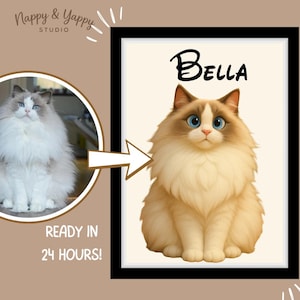 Retrato de mascota personalizado estilo Disney/Pixar: gato, conejo, pájaro, mascota pequeña, dibujo animado (descarga digital)