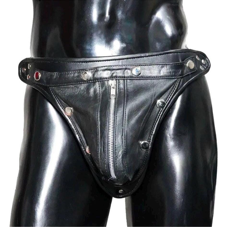 Men’s Real Jock Undewear | Customized |Handmade Boxer Briefs Premium Quality Real Leather /Zipper
