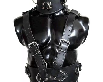 Personsalized Men’s Napa Leather  Strap Bulldog Harness Made to Order