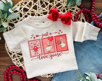 Girl Goose Valentine's Day Shirt, Toddler Valentine Shirt for Girls, Baby Valentine Outfit, Cute Kids Shirt, Youth Valentine T