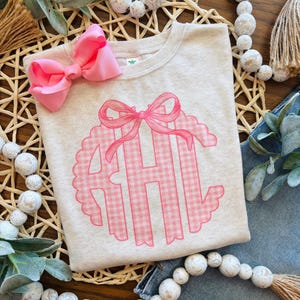 Girl's Gingham Shirt, Monogram Shirt for Girls, Toddler Valentine Shirt for Girls, Baby Valentine Outfit, Pink Kids Shirt, Youth Valentine