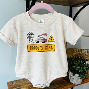 Lineman Trio Daddy’s Girl Sublimation Baby Shirt, Laughing Giraffe Tee, Custom Kids T shirt