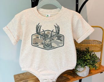 Deer on Camo Plaque, Boys Outdoor Shirt, Outdoor Shirt for Boys, Boy's Hunting T,  Toddler Tees, Baby Bubble