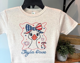 Custom USA Girl Goose T shirt, Patriotic Shirt for Child, Shirt For Baby Girl, Bubble For Baby, Toddler Shirt