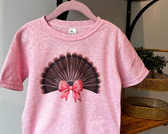 Girl Turkey Fan Shirt, Pink Baby Fall Outfit, Cute Kids Shirt, Youth Fall T, Custom Kids T shirt