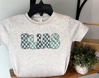 Boy's Mint Check Shirt, Personalized Check Shirt for Boys, Shirt for Child, Shirt For Baby, Shirt For Toddler, Grey Shirt for Boys