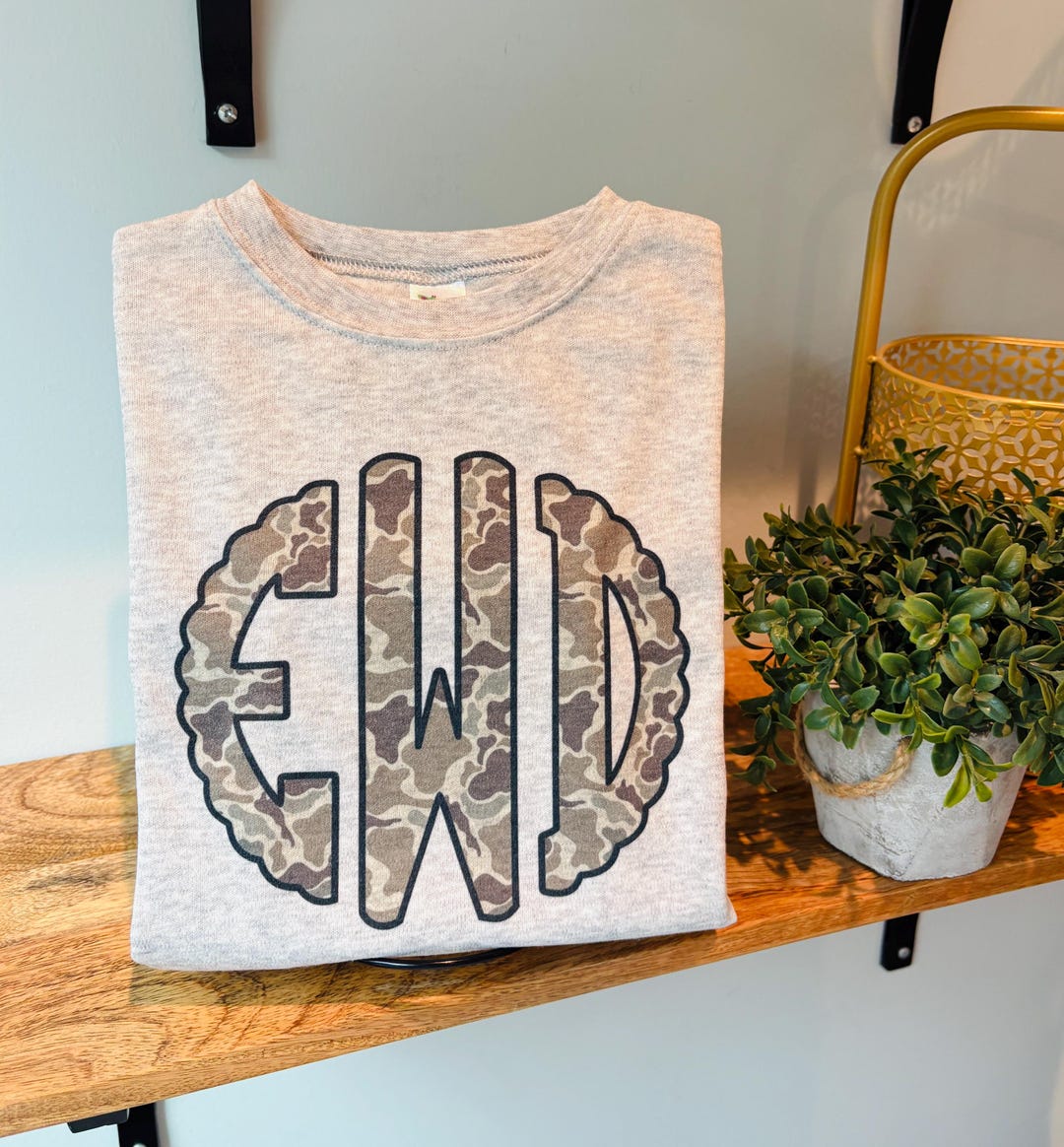Camo Monogram on Grey - Etsy