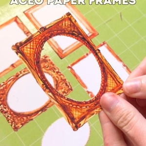 ACEO Paper Picture Frame Watercolor Prints | Hand painted gold frames by Lizz