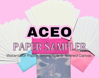 ACEO Paper Sampler Kit, Watercolor, Bristol Board, Primed Canvas, ATC Supplies