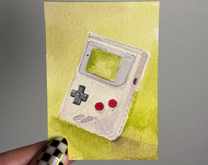 Nostalgia gameboy art PRINT of original painting in watercolor