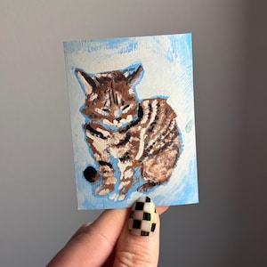 Custom Pet ACEO Art Card, Painterly Style Acrylic Painting 2.5”x3.5”