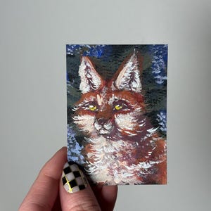 Fox in Whisteria Flowers by Lizz ART PRINT of original painting in acrylic