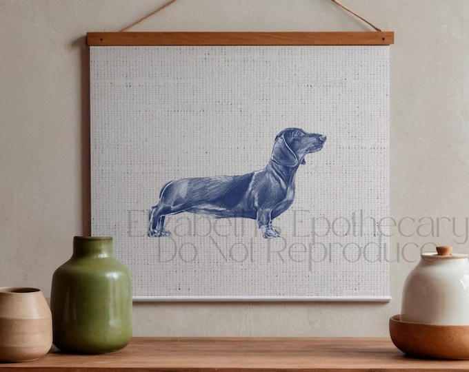 Vintage Dachshund Print: Cottage CoreDachshund wAntique Style Dog Wall Art (Digital Download)