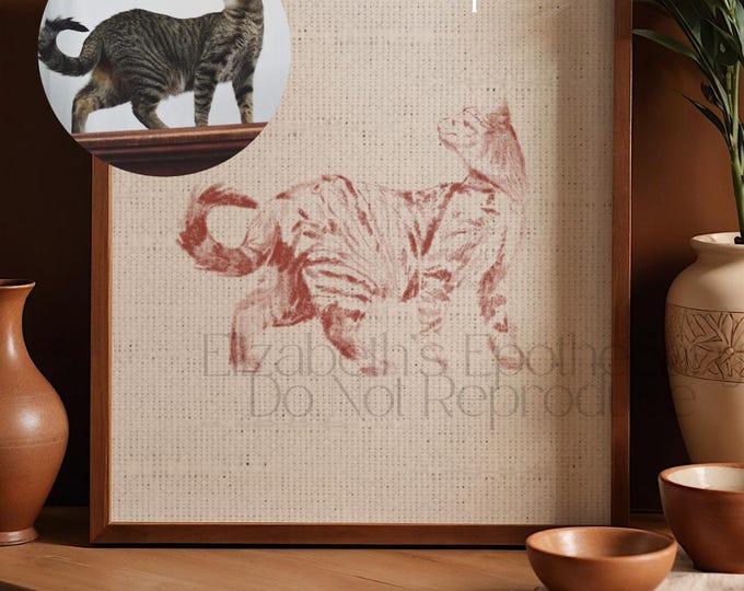 custom hand drawn pet portrait | vintage Dark Academia Cottage core style