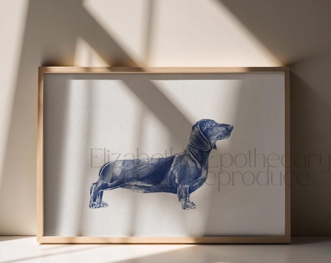 Vintage Dachshund Print: Dark Academia Antique Style Dog Wall Art (Digital Download)