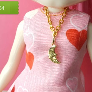 Blythe doll jewelry doll jewellery necklace made for dolls gold-plated metal moon charm necklace B204 image 2