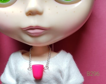 Blythe Doll Necklace: Silver-Plated Chain, Neon Gumdrop Pendant