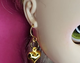 Blythe doll jewelry | doll jewellery you can share | earrings | gold-plated | puffed heart drops [B325]