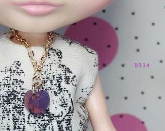 Blythe doll jewelry | doll jewellery | necklace made for dolls | crystal volcano Swarovski heart pendant necklace [B334]