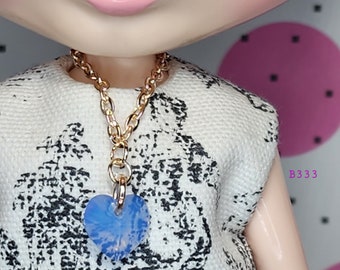 Blythe doll jewelry | doll jewellery | necklace made for dolls | crystal meridian blue Swarovski heart pendant necklace [B333]