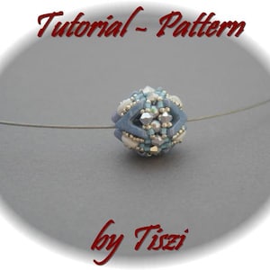 Beading pattern, tutorial for beaded bead Jente with Ava and SuperDuo beads, step by step instructions, PDF pattern