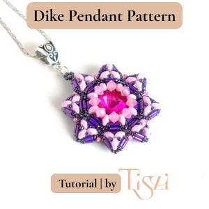 Dike Beaded Pendant Pattern - Bugle Bead & MiniDuo Design - PDF Tutorial - Tiszi® Tutorial image 3