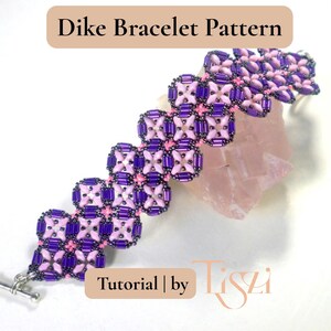 Dike Beaded Bracelet Pattern - Bugle Bead & MiniDuo Lacy Design - PDF Tutorial - Tiszi® Tutorial image 2