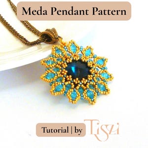 Meda Beaded Pendant Pattern - Crystal Rivoli & Firepolished Donut Tutorial - PDF Download - Tiszi® Tutorial image 10