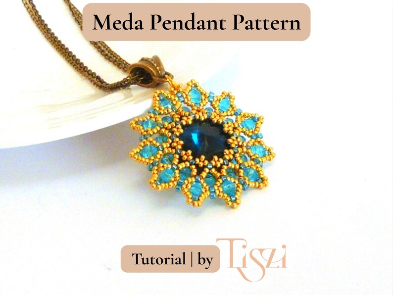 Meda Beaded Pendant Pattern - Crystal Rivoli & Firepolished Donut Tutorial - PDF Download - Tiszi® Tutorial image 10