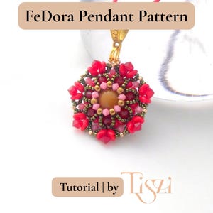 FeDora Beaded Pendant Pattern - Dome & SuperDuo Floral Design - PDF Tutorial - Tiszi® Tutorial