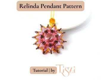 Relinda Beaded Pendant Pattern - Flower Design with Kheops & Dragon Scale Beads - PDF Tutorial - Tiszi® Tutorial