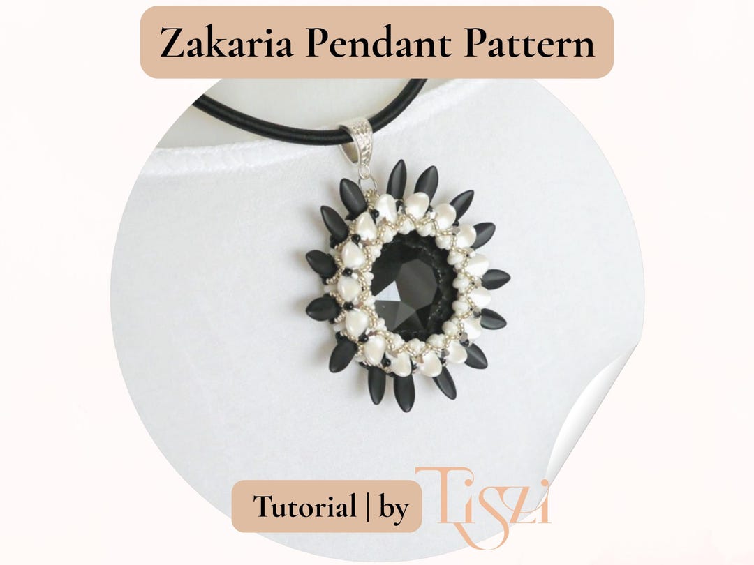 Zakaria Beaded Pendant Pattern - Big 27mm Rivoli & Dagger Bead Design ...