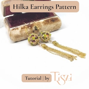 Hilka Beaded Earring Pattern - DiamonDuo Beaded Bead Tutorial - PDF Download - Tiszi® Tutorial