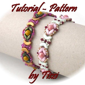 Anleitung für das Perlenarmband Zsalya mit Arcos par Puca und StormDuo. Perlenarmband muster. PDF-Anleitungen, Tutorials Schritt für Schritt