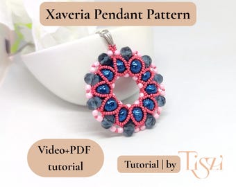 Xaveria Anhänger Perlenmuster, Video Anleitung + PDF, DIY Donut Schmuck, Tiszi Tutorial