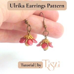 Ulrika Flower Earring Pattern, PDF Beading Tutorial, Easy Step by Step Instructions