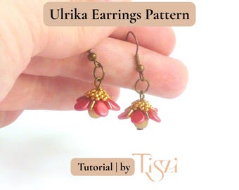Ulrika Flower Earring Pattern, PDF Beading Tutorial, Easy Step by Step Instructions