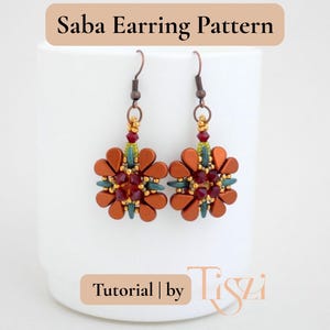 Saba Beaded Earring Pattern - Amos par Puca & Crescent Bead Design - Beading Tutorial - Tiszi® Tutorial image 3