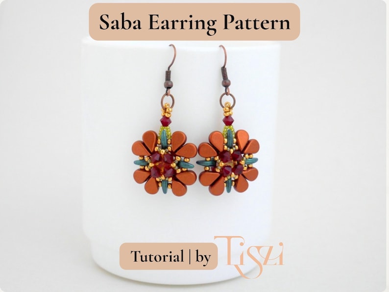 Saba Beaded Earring Pattern - Amos par Puca & Crescent Bead Design - Beading Tutorial - Tiszi® Tutorial image 3