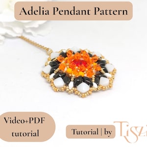 Adelia Pendant Beading Pattern | Video Tutorial + PDF | Layered Mandala Design with Rulla & DiamonDuo Beads image 8