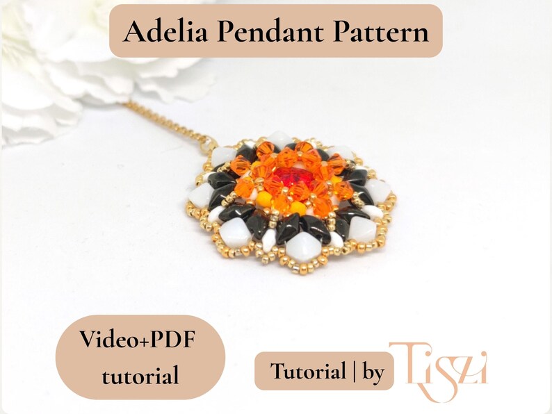 Adelia Pendant Beading Pattern | Video Tutorial + PDF | Layered Mandala Design with Rulla & DiamonDuo Beads image 8