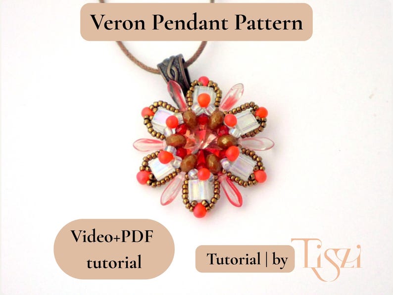 Veron Star Pendant Beading Pattern, Video Tutorial + PDF, Star-shaped Design with Tila & Dagger Beads image 8