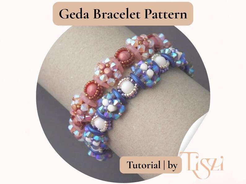 Modello per bracciale con perline Geda - Tutorial per perline Crescent e Rulla - Download PDF - Tutorial Tiszi® immagine 4