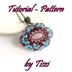 Beading pattern, tutorial for beaded pendant Effi, PDF instructions, step by step, raw beading tutorial